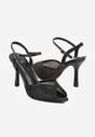 Czarne Sandały na Szpilce z Cyrkoniami Aurefera