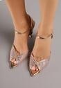 Szampańskie Sandały na Szpilce z Cyrkoniami Aurefera