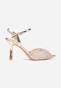 Szampańskie Sandały na Szpilce z Cyrkoniami Aurefera
