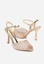 Szampańskie Sandały na Szpilce z Cyrkoniami Aurefera