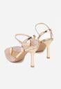 Szampańskie Sandały na Szpilce z Cyrkoniami Aurefera