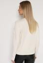 Beżowy Sweter z Wiskozą i Tłoczonymi Kwiatami Lanifera