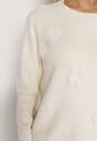 Beżowy Sweter z Wiskozą i Tłoczonymi Kwiatami Lanifera