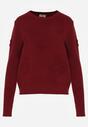 Bordowy Sweter z Wiskozą i Tłoczonymi Kwiatami Lanifera
