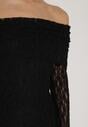 Czarna Koktajlowa Sukienka z Odkrytymi Ramionami z Koronki Eperrie