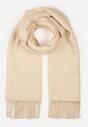 Jasnobeżowy Klasyczny Szalik z Bawełny i Wiskozy z Frędzlami Vetilisa