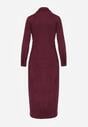 Bordowa Koszulowa Sukienka z Imitacji Zamszu z Marszczeniem w Talii Eselea