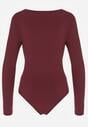 Bordowe Body Ozdobione Aplikacją i Marszczeniem przy Dekolcie Ferenice