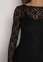 Czarna Koronkowa Sukienka Taliowana z Odkrytymi Plecami Talifera