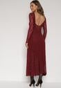 Bordowa Koronkowa Sukienka Taliowana z Odkrytymi Plecami Talifera