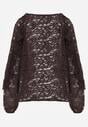 Brązowa Bluzka z Koronki Ozdobiona Falbankami Sewola