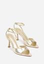 Złote Lakierowane Sandały na Szpilce z Paseczkiem wokół Kostki Reafera