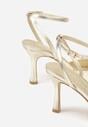 Złote Lakierowane Sandały na Szpilce z Paseczkiem wokół Kostki Reafera