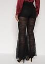Czarne Koronkowe Spodnie Dzwony z Wysokim Stanem Solifera