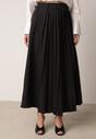 Czarna Wiskozowa Spódnica o Rozkloszowanym Kroju z Paskiem z Klamrą Lawedisa