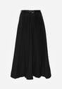 Czarna Wiskozowa Spódnica o Rozkloszowanym Kroju z Paskiem z Klamrą Lawedisa