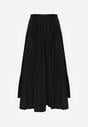 Czarna Wiskozowa Spódnica o Rozkloszowanym Kroju z Paskiem z Klamrą Lawedisa