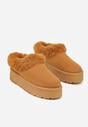 Brązowe Śniegowce na Grubej Podeszwie z Niską Cholewką i Futerkiem Sewone