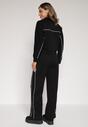 Czarny Retro Komplet Dresowy z Wiskozą Szerokie Spodnie i Bluza ze Stójką Sewelda