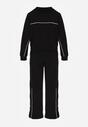 Czarny Retro Komplet Dresowy z Wiskozą Szerokie Spodnie i Bluza ze Stójką Sewelda