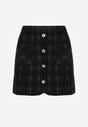 Czarna Spódnica z Wiskozą Zdobiona Guzikami i Metaliczną Nicią Sewsela
