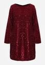 Czerwona Cekinowa Sukienka z Odkrytymi Plecami i Wiązaniem Diadina