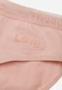 Jasnoróżowe Majtki Figi z Bawełną i Ozdobnymi Napisami Phioreia