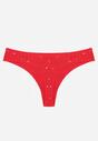 Czerwone Majtki Stringi z Bawełną w Kwiaty Calylia