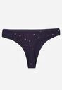 Granatowe Majtki Stringi z Bawełną w Kwiaty Calylia