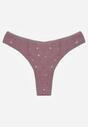 Fioletowe Majtki Stringi z Bawełną w Kwiaty Calylia