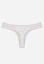 Jasnoszare Majtki Stringi z Bawełną w Kwiaty Calylia
