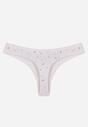 Białe Majtki Stringi z Bawełną w Kwiaty Calylia