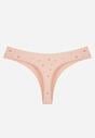Jasnoróżowe Majtki Stringi z Bawełną w Kwiaty Calylia
