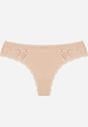 Beżowe Majtki Stringi z Subtelną Koronką z Bawełną Adriedah