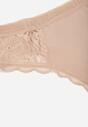 Beżowe Majtki Stringi z Subtelną Koronką z Bawełną Adriedah