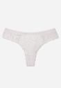 Jasnoszare Majtki Stringi z Subtelną Koronką z Bawełną Adriedah