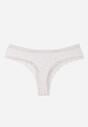 Jasnoszare Majtki Stringi z Subtelną Koronką z Bawełną Adriedah