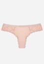 Jasnoróżowe Majtki Stringi z Subtelną Koronką z Bawełną Adriedah