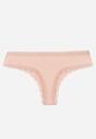 Jasnoróżowe Majtki Stringi z Subtelną Koronką z Bawełną Adriedah