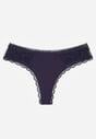 Granatowe Majtki Stringi z Subtelną Koronką z Bawełną Adriedah