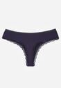 Granatowe Majtki Stringi z Subtelną Koronką z Bawełną Adriedah