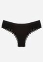 Czarne Majtki Stringi z Subtelną Koronką z Bawełną Adriedah
