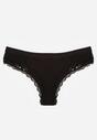 Czarne Majtki Stringi z Subtelną Koronką z Bawełną Adriedah