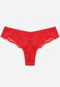 Czerwone Majtki Typu Stringi z Koronką Nedareanes