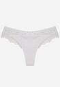 Białe Majtki Typu Stringi z Koronką Nedareanes