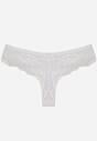 Białe Majtki Typu Stringi z Koronką Nedareanes