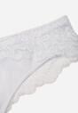 Białe Majtki Typu Stringi z Koronką Nedareanes