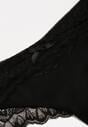 Czarne Majtki Typu Stringi z Koronką Nedareanes