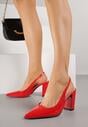 Czerwone Lakierowane Sandały na Obcasie Bez Pięty Halavea