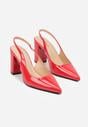 Czerwone Lakierowane Sandały na Obcasie Bez Pięty Halavea